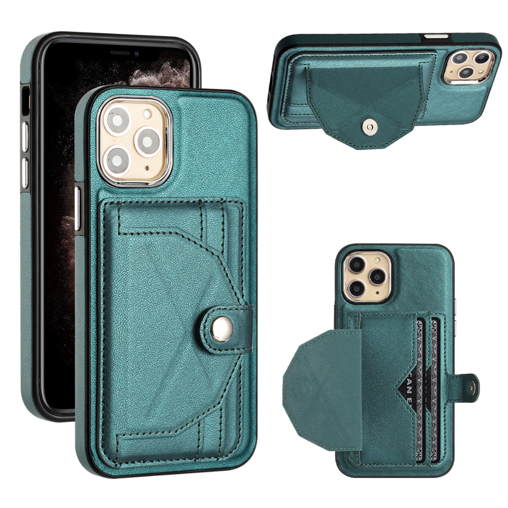 YB Leather Coating Series-4 for iPhone 11 Pro Kickstand PU Leather Coated TPU Phone Case with Card Holder YB Leather Coating Series-4 for iPhone 11 Pro Kickstand PU Leather Coated TPU Phone Case with Card Holder
